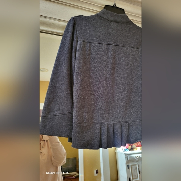 Cynthia Rowley Gray Ruffled Military Style  Blazer Sz.M - Picture 8 of 13